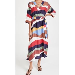 NWT XiRENA Ryver Silk Maxi Colorful Dress Small